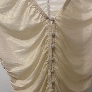 Monique Luo Cream Ruched Top